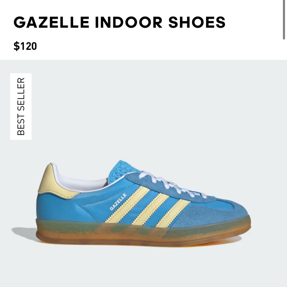 Adidas GAZELLE INDOOR SHOES Semi Blue Burst / Almost Yellow / Cloud White US 8.5